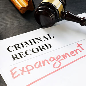 Judge’s gavel on criminal record expungement document